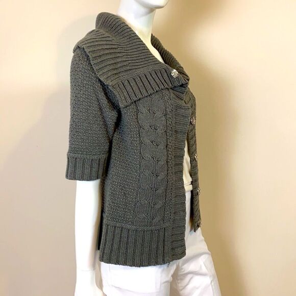 Express Gray Sweater Chunky Knit Short Sleeve Workday or Weekend Size Small - Picture 4 of 7